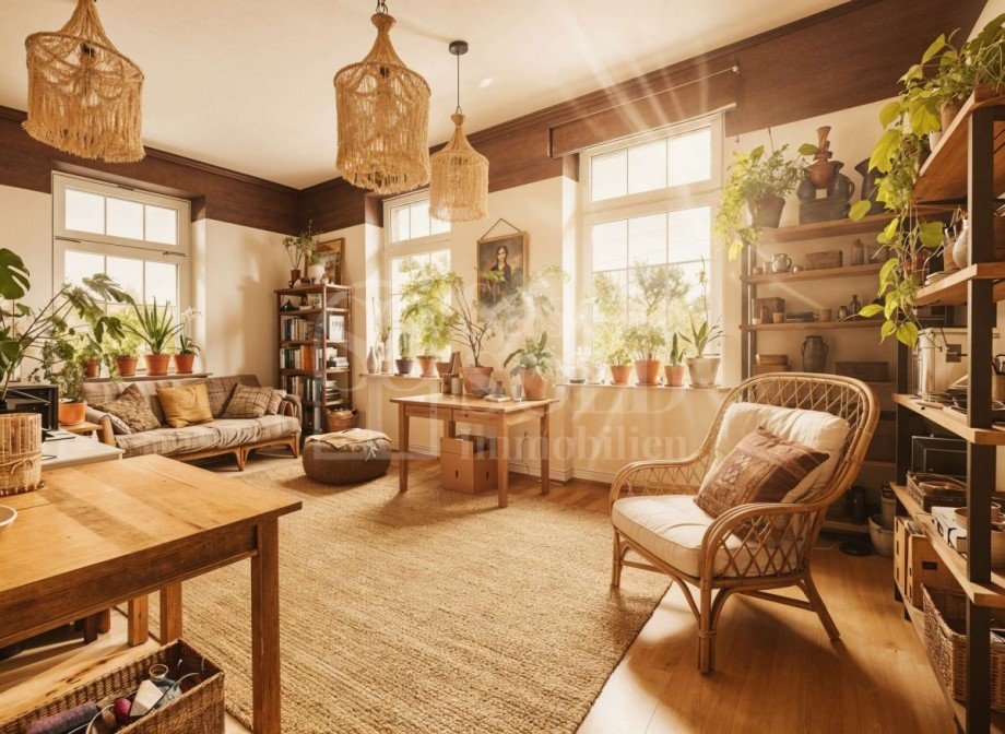 Wohnzimmer/Homeoffice - Einrichtungsbeispiel Etagenwohnung Quierschied