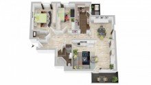 3D Grundriss Helle Wohnung in beliebter Lage von Dudweiler-S�d mit 95 m� und zwei Balkonen