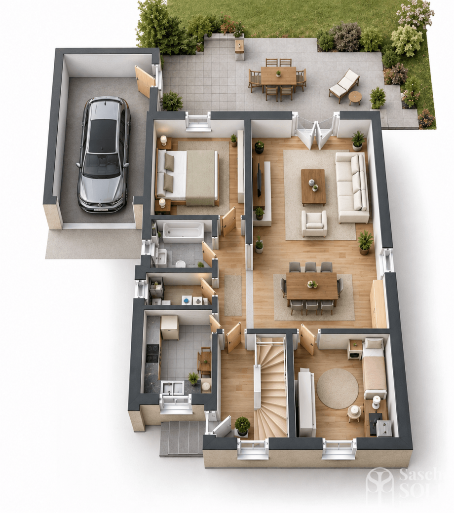 EG - Grundriss Zweifamilienhaus Saarbr�cken