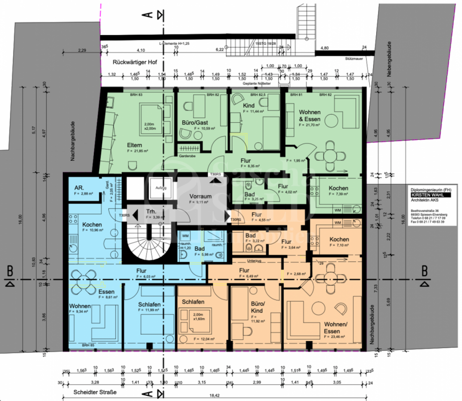 Grundriss (gr�n) Etagenwohnung Dudweiler