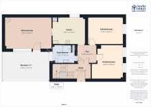 Grundriss - Erdgeschoss Freistehendes Zweifamilienhaus in super Lage - mit Garten, Balkon und Garage in St. Ingbert