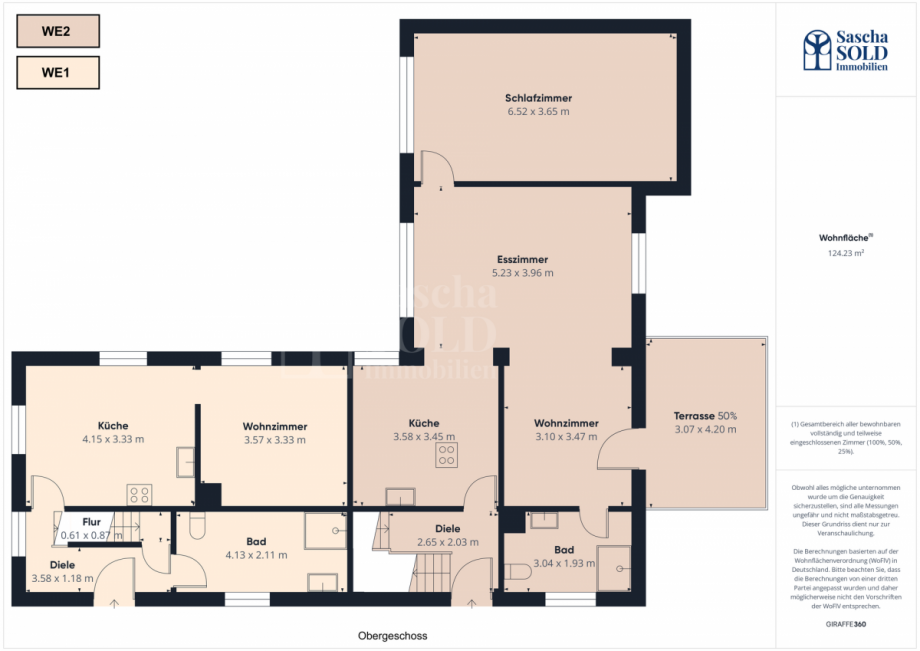 Grundriss WE1+WE2 (OG) Mehrfamilienhaus Friedrichsthal