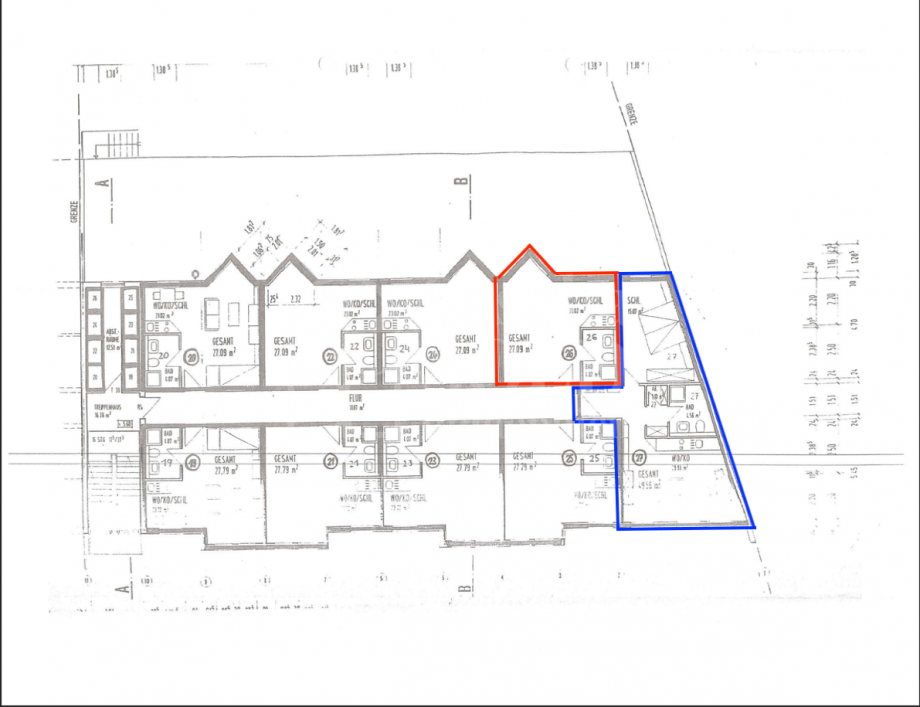 Grundriss W27 (blau) Etagenwohnung Saarbr�cken